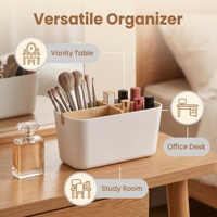 Boîte de rangement écologique en fibre de bambou, organiseur de bureau en amidon de maïs avec séparateur en bambou pour le bureau, la salle de bain et les outils de maquillage