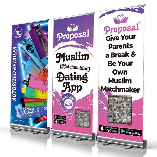 Hot Sales Pull up Banners for Promotion Aluminum Alloy Retractable Exhibition Advertising Display Portable Roll up Banner Stands