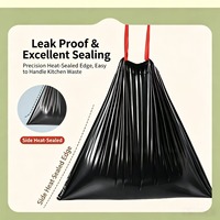 Sacs poubelles à cordon de serrage, 5 rouleaux, 75 unités, sacs poubelles en plastique épais pour la cuisine, la salle de bain, la maison