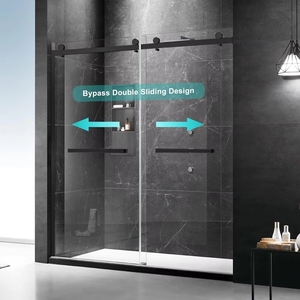 Cabine de douche moderne entièrement fermée et étanche avec portes coulissantes doubles en verre trempé transparent, salle de bain sur mesure - Product Image 2