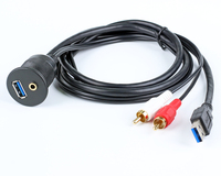 Câble d'extension audio pour autoradio avec prise USB AUX 3,5 mm 2 RCA, montage encastré, feuille de PVC pour autoradio stéréo USB 2.0 mâle femelle