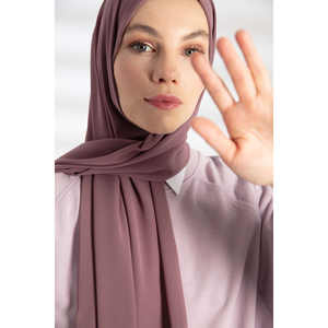 ผ้าคลุมไหล่ชีฟองสีม่วงไลแลค ผ้ามิงค์เนื้อแน่น ผ้าพันคอยาวสำหรับผู้หญิง ทำจากโพลีเอสเตอร์ - Product Image 4