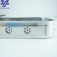 Conteneur de stérilisation autoclavable en acier inoxydable avec poignée, plateau chirurgical perforé, couvercle verrouillable pour instruments de laboratoire