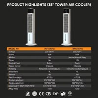 Ventilateur tour évaporatif KFT2407D 7L avec télécommande, humidificateur à oscillation automatique, personnalisation légère OEM&ODM