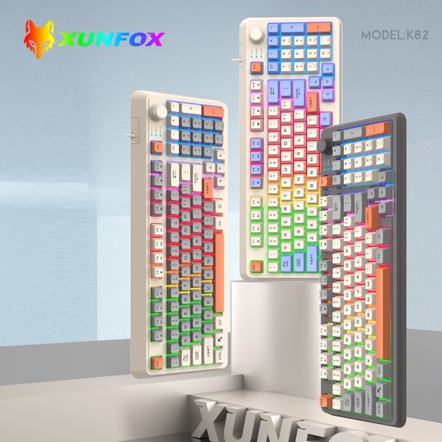 XUNSVFOX K82 Gaming Wired Keyboard Fashion Three Color Light Wired Gaming Keyboard Desktop Computer Accessories