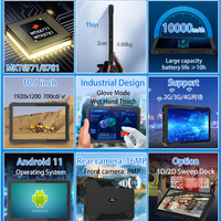 Tableta Industrial Resistente CENAVA A18ST de 10 Pulgadas, IP68 Impermeable, 1000nit Legible Bajo la Luz Solar, 4G LTE con Función de Huella Dactilar