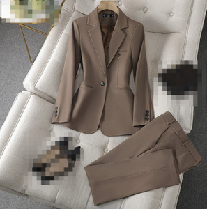 Costume de <span class=keywords><strong>tailleur</strong></span> décontracté pour <span class=keywords><strong>femme</strong></span> bleu/cafet/<span class=keywords><strong>kaki</strong></span>, printemps et automne, haut de gamme, élégant pour le bureau, à double boutonnage, avec <span class=keywords><strong>pantalon</strong></span> - Product Image 3