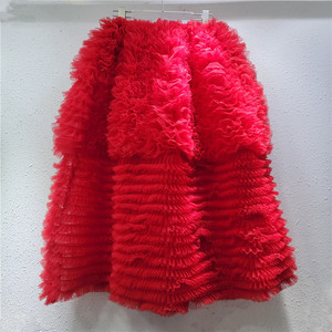<span class=keywords><strong>GX</strong></span>-Retro Heavy Industry Design Loose Cake Falda larga 2025 Primavera y verano Nueva falda Pengpeng de gasa de cintura alta - Product Image 2