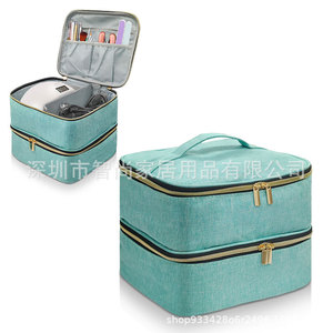 Cosmetic Organizer <b>Case</b> Large Size Textile Zipper Closure Soft Handle Multi Function <b>Makeup</b> Storage Bag - Product Image 2