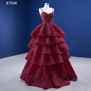 Rsm67506 <b>Red</b> Wedding Dress and Size Ladies Dresses Suspended Embroidered Cake Skirt Evening Dress - Product Image 2