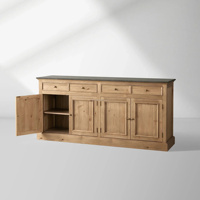 Meuble TV en pin Elite Kensington, plateau en marbre poli pour grand hall d'entrée, buffet en bois, rangement d'entrée, unité de rangement