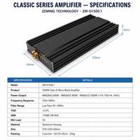 Amplificateur monobloc Zeming 1500W classe D pour caisson de basses de voiture, amplificateur de basses mono bloc stable à 1 ohm pour système audio de voiture