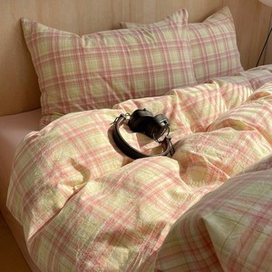 Set di Biancheria da Letto MM Minimalista a Righe in Cotone Lavato 4 Pezzi Stile Giapponese Copripiumino in Puro Cotone Lenzuolo Lenzuolo con Angoli - Product Image 3
