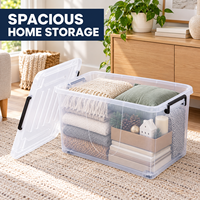 Bac de rangement transparent en gros 50L grande capacité pour armoire, salon et buanderie