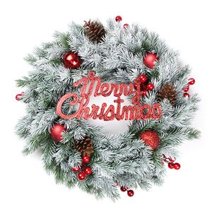 Guirlande de Noël 35 cm, décoration de porte en rotin, simulation de couronne de Noël - Product Image 1