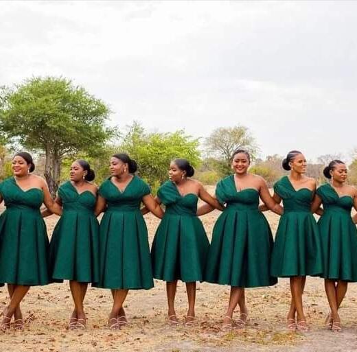 emerald green short dress for wedding guest lace and satin