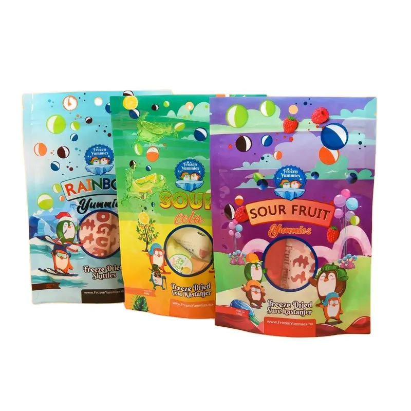 Factory custom printed stand up child proof ziplock pouch food packaging smell proof mylar bag