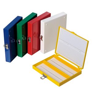 Medical Microscope <b>Slide</b> Storage Box 100-Place <b>Plastic</b> Holder with Cork Lining for 25mm 75mm Microslides PC - Product Image 1