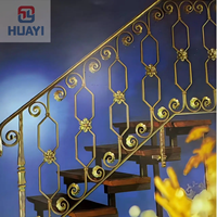 Rampe de terrasse en fonte dorée / Balustres d'escalier décoratifs thermolaqués / Balustrade de balcon en fer forgé