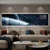 Peinture décorative sur le thème de l'espace cosmique, horloge numérique électronique, tableau mural pour chambre à coucher ou canapé