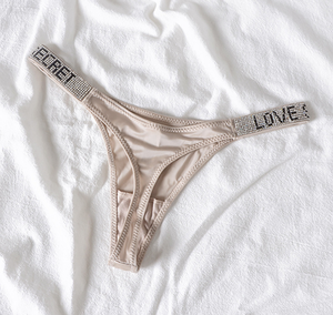 Perizoma da donna con strass a forma di lettera <span class=keywords><strong>LOVE</strong></span>, a vita bassa, senza cuciture, sexy, per palestra, lingerie - Product Image 4