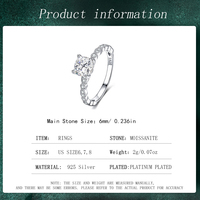 Cincin Moissanite Persegi 1CT Fashion, Cincin Pertunangan Perak Sterling 925 untuk Wanita, Hadiah dengan Sertifikasi GRA, Perhiasan Custom