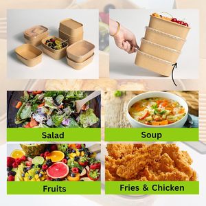 Caja de Almuerzo Ecológica de Lujo Desechable para Comida Rápida para Llevar, Caja de Almuerzo al por Mayor, Contenedor de Alimentos de Papel Kraft - Product Image 4