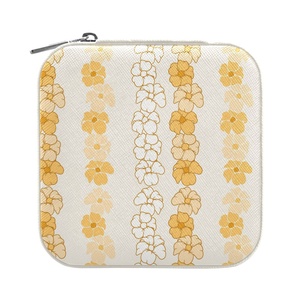 Hawaiian Portable Custom Design Small Travel <b>Case</b> <b>Earrings</b> Storage Box Leather PU Jewelry Box for Storage With Ring Slot - Product Image 2