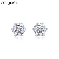 Boucles d'oreilles de luxe en argent sterling 925 avec halo de diamants GRA 1ct 2ct, en or blanc, avec grappe de fleurs en moissanite VVS pour femmes et hommes
