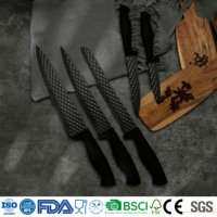 6 Stuks Roestvrijstalen Keukenmessenset Antislip Pp-Handvat Geschulpte Rand Tweehandig 3cr13 Mes Custom Laser Logo Geschenkdoos