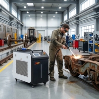 Machine de nettoyage au laser pulsé 1000W, source Raycus, tête de nettoyage au laser 2D pour l'élimination de la rouille, de la peinture, de l'oxyde et du moisissure