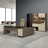 Table de bureau modulaire en bois KMJ CEO, mobilier de bureau exécutif, plateau de table moderne en bois de noyer, ensemble bureau et chaise gris