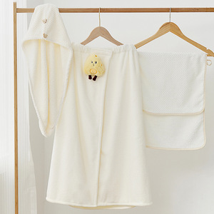 ชุดผ้าขนหนูอาบน้ำลายชีสสุดน่ารัก ผ้าคอรัลฟลีซ แห้งเร็ว สวมใส่ได้ ใช้ในบ้าน - Product Image 1