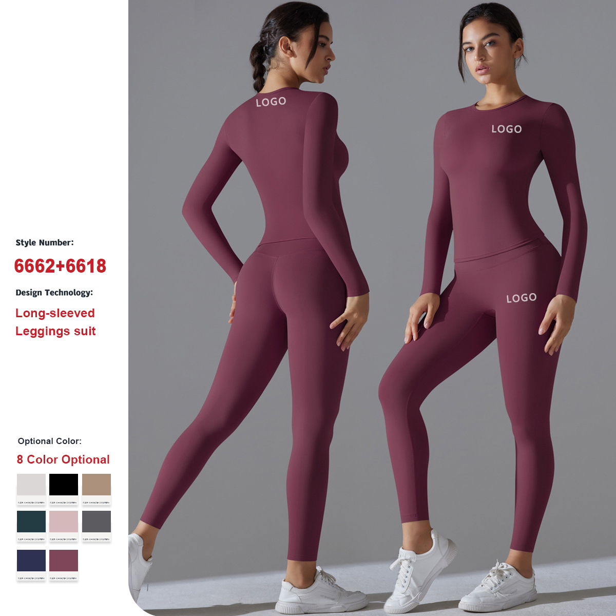 Women's 2-Piece Spandex/Nylon Sports Leggings Set Print Breathable Mid Waist Long Sleeves Warm Elastic Tight Hip Training Yoga