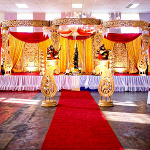 Mandap en fibre de verre pour la décoration de mariage sri-lankais, thème doré, mandap de mariage sud-indien, grand mandap de mariage Maharani, mandaps VIP - Product Image 1