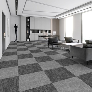 Commercial Grade Modern Fireproof Polypropylene Loop <b>Pile</b> <b>Cushioned</b> Square Striped Carpet Tiles - Product Image 1