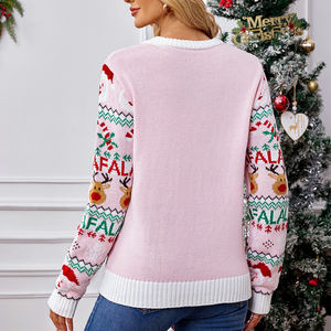 Wholesale <strong>Christmas</strong> Reindeer Loose Sweater Crewneck Long Sleeve <strong>Jumper</strong> <strong>Plus</strong> <strong>Size</strong> Jacquard Ribbed Fuzzy Knitted <strong>Women</strong> Sweaters - Product Image 4