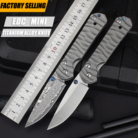 Nieuw Ontwerp Titanium Handvat Zak Vouwmes D2 Damascus Outdoor Camping Industriële Utility Fruit Messen Diy Oem Cadeau Mes