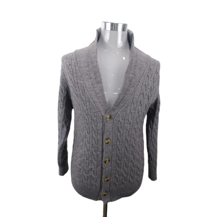 Wholesale High Quality Gray Black Alice Velvet Custom Men Cardigan Knit