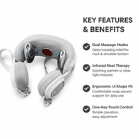 Masseur portable pour le cou et les épaules avec fonctions de pétrissage et de chauffage, contrôle de la minuterie, rechargeable par USB, pour le bureau, la maison et les voyages