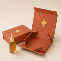 Boîte cadeau rigide pliable avec logo personnalisé, en carton gris, estampage à chaud, emballage carré pour parfum, soin de la peau, sérum