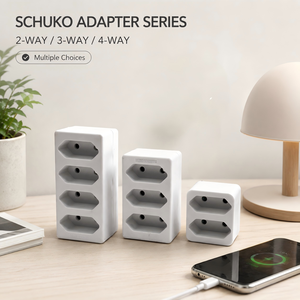 Adaptateur Schuko Mini Blanc 2 Voies, 2 <span class=keywords><strong>Prises</strong></span> Euro Type C 2.5A, Protection Enfant à Volet Vert, Max 1100W, Prise Compacte pour l'Allemagne - Product Image 2