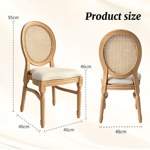 Chaise de mariage populaire à dossier rond en résine PP, style démontable, avec assise en rotin et finition imitation bois <span class=keywords><strong>Louis</strong></span> - Product Image 2