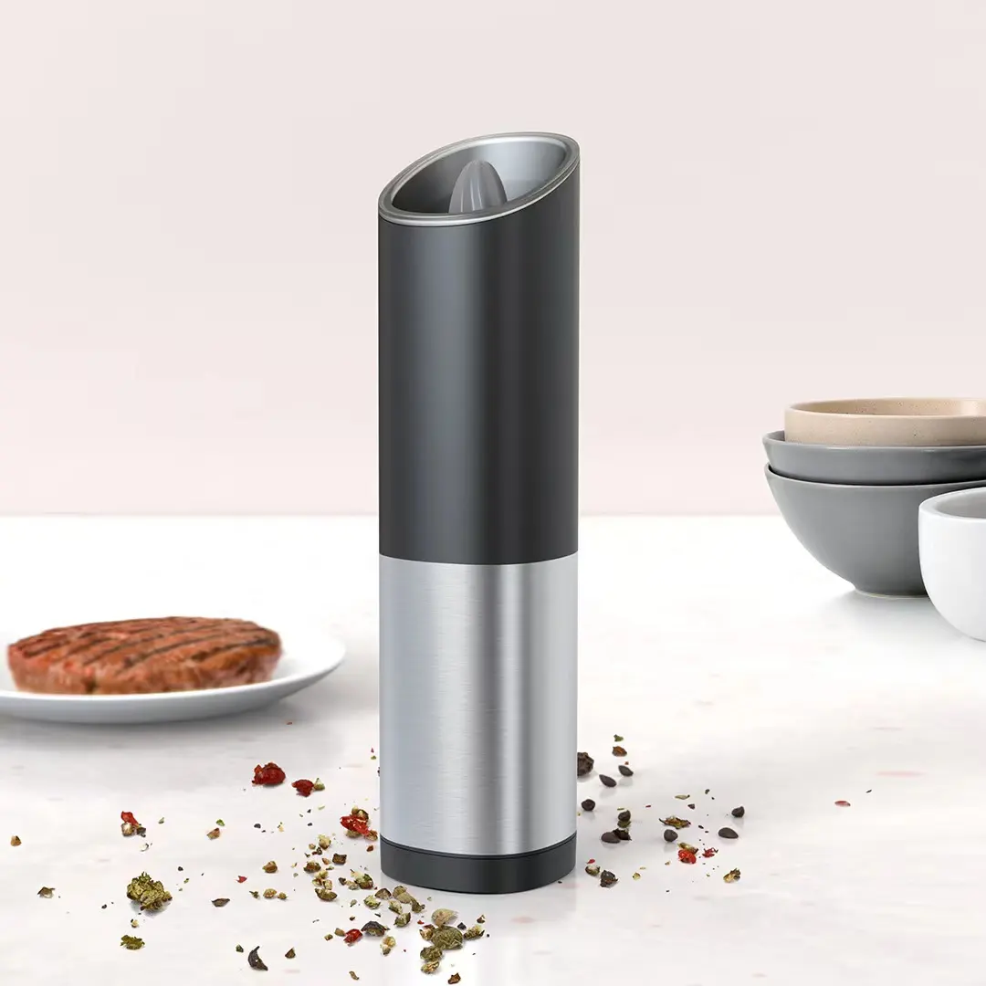 Stainless Steel USB Electric Gravity Salt Pepper Mill Rechargeable Two Mounting Combination for Kitchen Plastic PC Material
