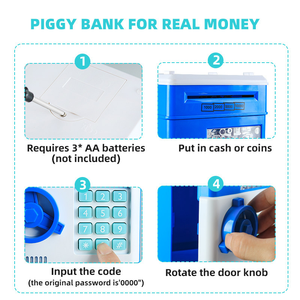 Hucha Electrónica Automática, Mini Caja Fuerte para Monedas y Billetes, con Contraseña, Código, Llave y Cerradura, Tipo Cajero Automático, Regalo para Niños - Product Image 3