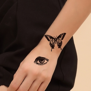 สติกเกอร์รอย<span class=keywords><strong>สัก</strong></span>ชั่วคราว<span class=keywords><strong>สี</strong></span>ดำสดใสขนาดเล็กลายสักชั่วคราวสำหรับใบหน้ารูปผีเสื้อกันน้ำดูหรูหรา - Product Image 5