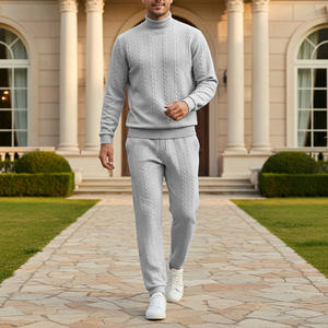 Suéter de punto jacquard cálido de cuello alto para hombre, talla europea, color liso, moda diaria, otoño e invierno - Product Image 4