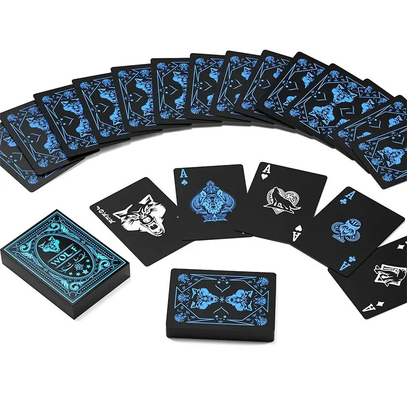 Plastic Pvc Poker Glatt Wasserdicht Schwarz Spielkarten Vergoldet Kreatives Geschenk Langlebige Poker Brettspiele Benutzer definiert