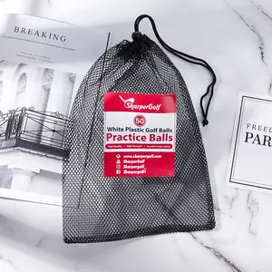 Most popular label logo sewing on mesh drawstring bag for practice golf balls