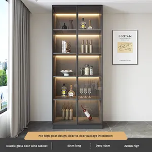 Santopova Modern <b>High</b>-<b>Gloss</b> Wood Panel Sideboard with LED Lights-220CM Large Storage Cabinet for Living Room & Kitchen - Product Image 3